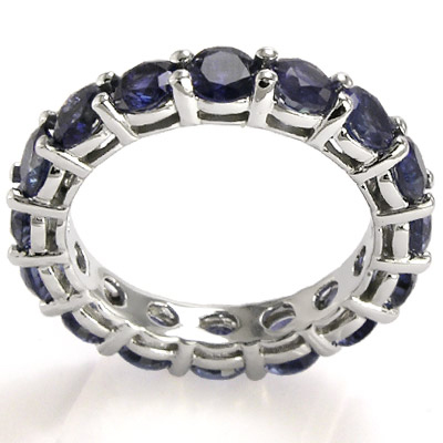 Blue Ceylon Sapphire Wedding band 14k Gold