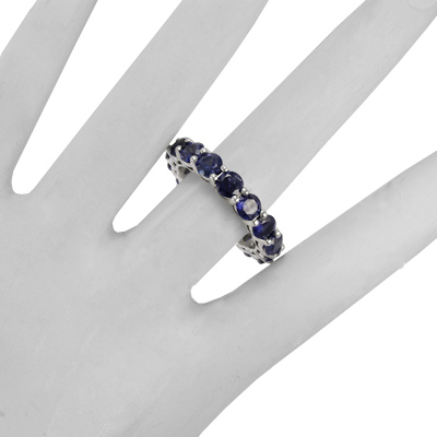 Blue Ceylon Sapphire Wedding band 14k Gold