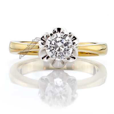 14k Russian Style Diamond Engagement Ring