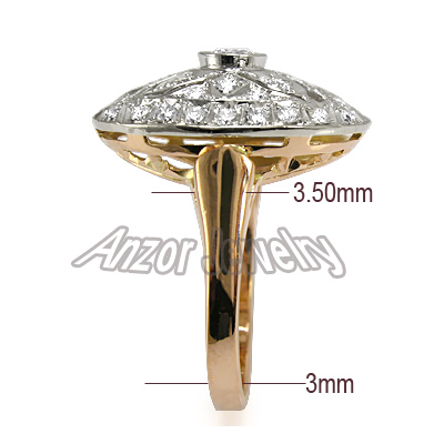 Russian Jewelry 14k Rose & White Gold Diamond Ring