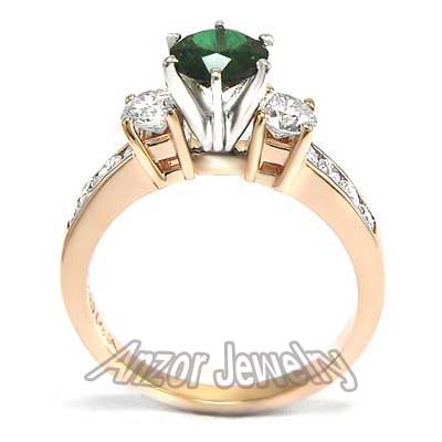 Chrome Russian Diopside Diamond Ring 14k