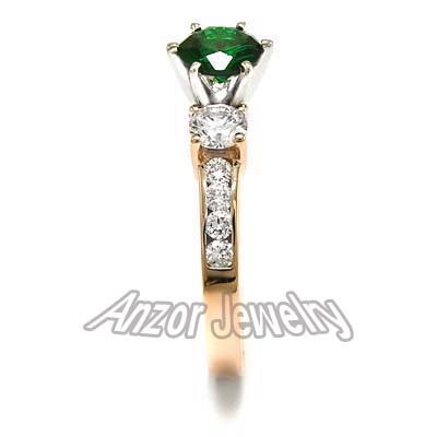 Chrome Russian Diopside Diamond Ring 14k