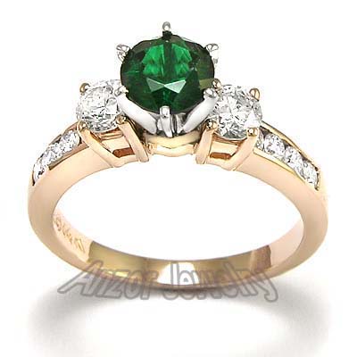 Chrome Russian Diopside Diamond Ring 14k
