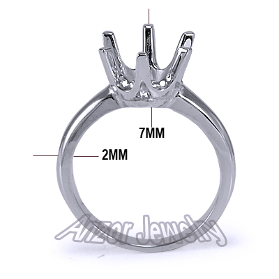 Six-Prong Knife Edge Ring Mounting 18K