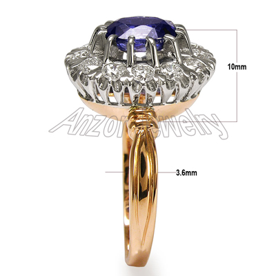 Russian Style Tanzanite Diamond Ring 14K 585