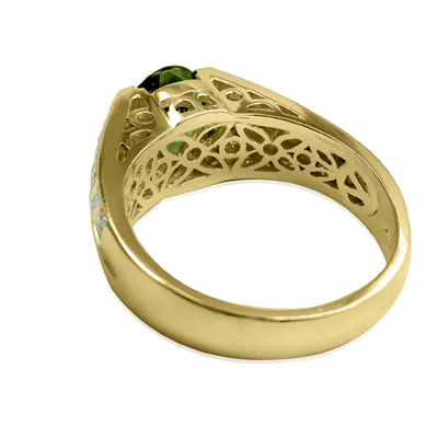Men's Green Tourmaline & Diamond Ring 18K