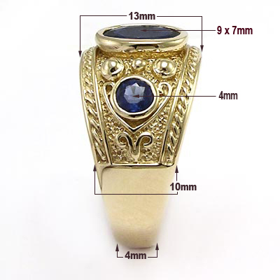 Men's Ring Genuine Ceylon Sapphire 10k Gold