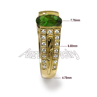 Men's Green Tourmaline & Diamond Ring 18K