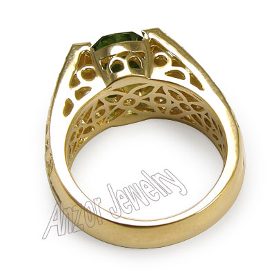 Men's Green Tourmaline & Diamond Ring 18K