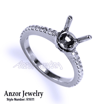 Cutdown Pave Diamond setting ring in 14k gold