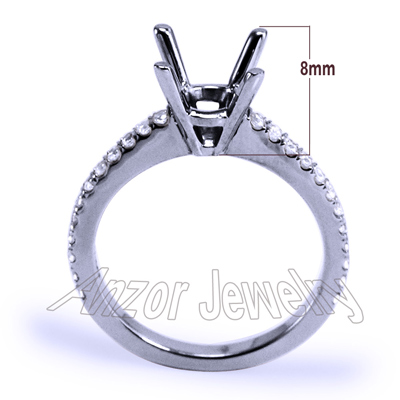 Cutdown Pave Diamond setting ring in 14k gold