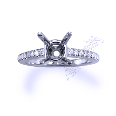 Cutdown Pave Diamond setting ring in 14k gold