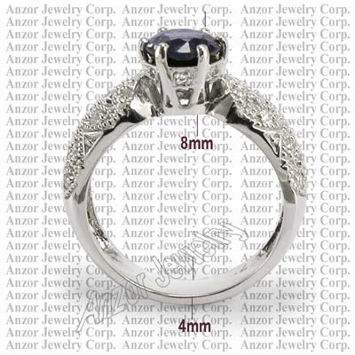 14k Gold Diamond & Sapphire Engagement Ring