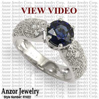 14k Gold Diamond & Sapphire Engagement Ring