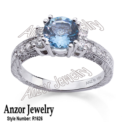 18k White Gold Aquamarine Diamond Ring