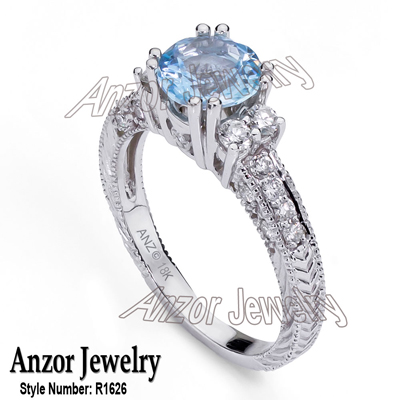 18k White Gold Aquamarine Diamond Ring