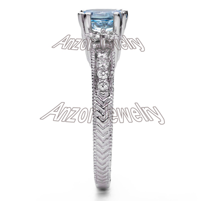 18k White Gold Aquamarine Diamond Ring