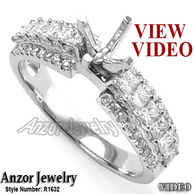 Princess cut Diamond Engagement Ring Setting 14k