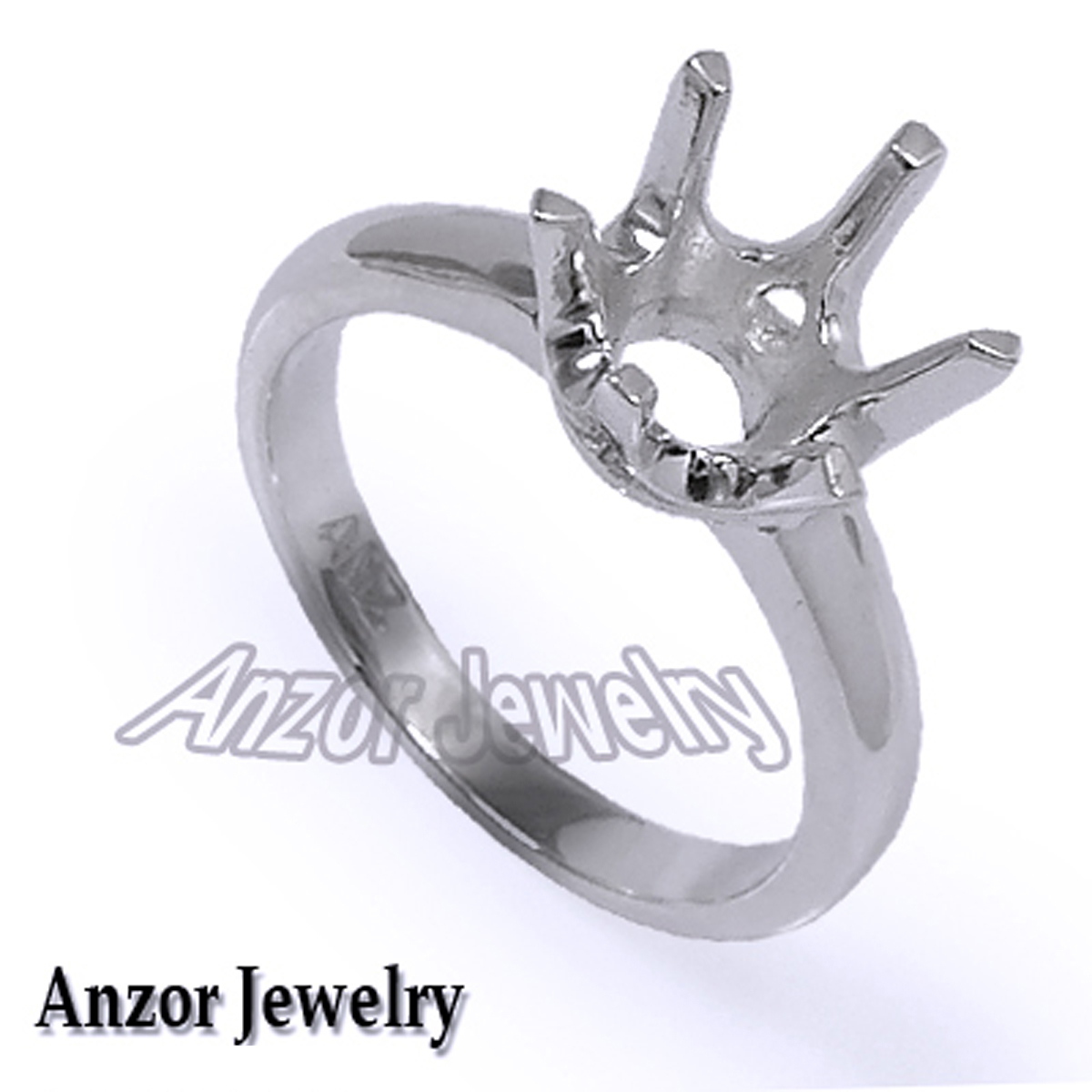 14k White Gold Six-Prong Ring Mounting