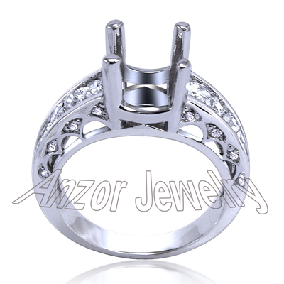 18k White Gold Diamond Semi-Mount Ring