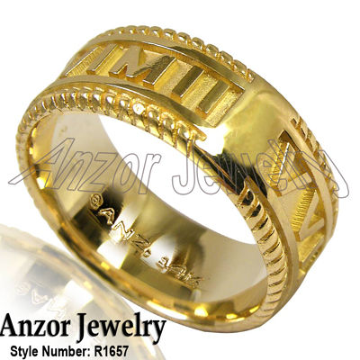 Men's 14k Gold Roman Design Numeros Ring