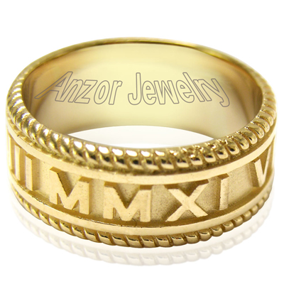 Women's 14k Gold Roman Design Numero Ring