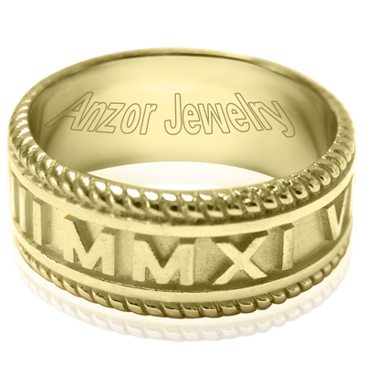 Men's 18k Gold Roman Design Numero Ring
