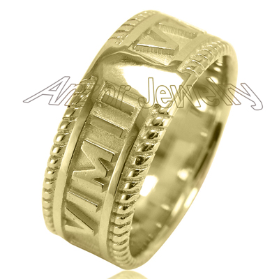 Men's 18k Gold Roman Design Numero Ring