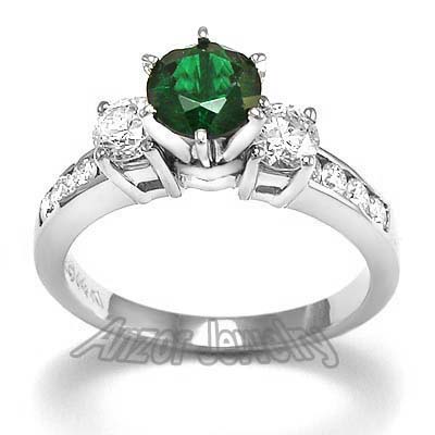 Chrome Russian Diopside Diamond Ring 14k