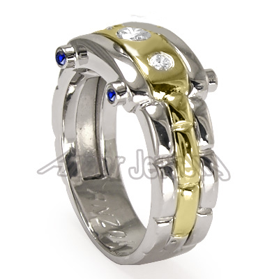Men's Platinum & 18k Gold Burnish Set Diamond Ring