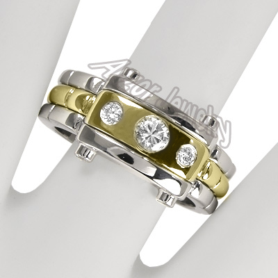 Men's Platinum & 18k Gold Burnish Set Diamond Ring