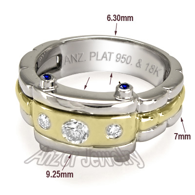 Men's Platinum & 18k Gold Burnish Set Diamond Ring