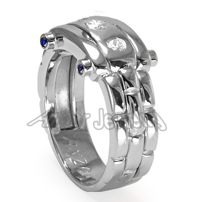 Men's Platinum Diamond and sapphire Ring