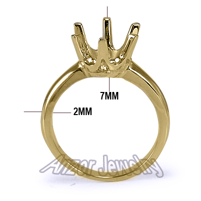 14k Yellow Gold Six-Prong Ring Mounting
