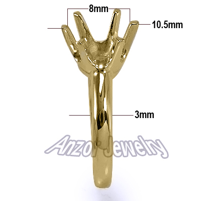 14k Yellow Gold Six-Prong Ring Mounting