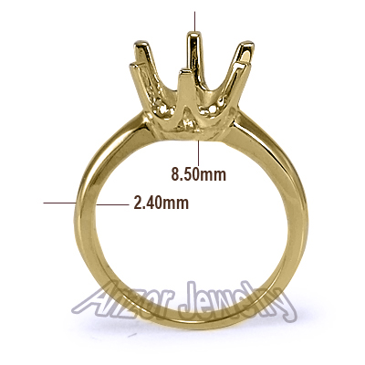 14k Yellow Gold Six-Prong Ring Mounting