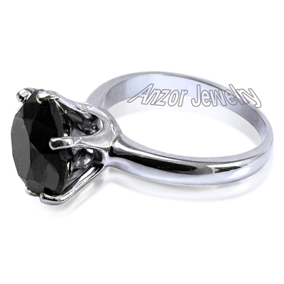 14K White Gold Black Diamond Ring 3 CT