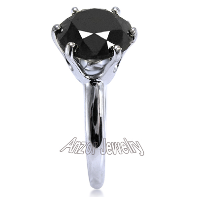 14K White Gold Black Diamond Ring 3 CT