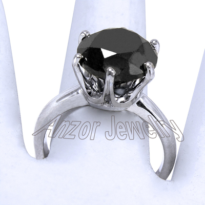 14K White Gold Black Diamond Ring 3 CT