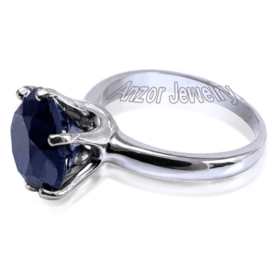 14K White Gold Blue Sapphire Ring