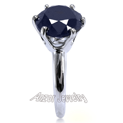 14K White Gold Blue Sapphire Ring