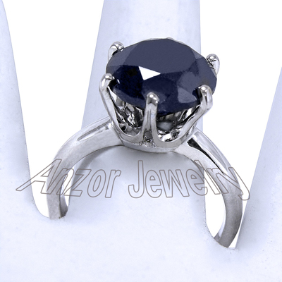 14K White Gold Blue Sapphire Ring
