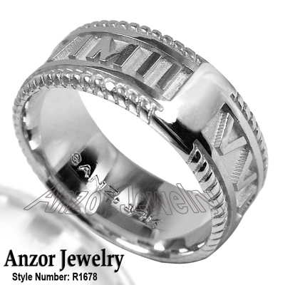 Men's 14k Gold Roman Design Numeros Ring