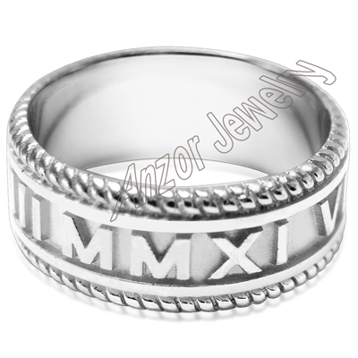 Men's 14k Gold Roman Design Numeros Ring