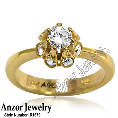 14k Russian style Diamond Engagement Ring