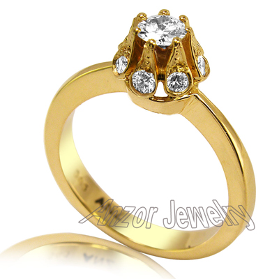 14k Russian style Diamond Engagement Ring