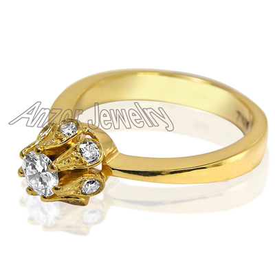 14k Russian style Diamond Engagement Ring