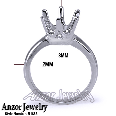 Platinum Six-Prong Classic Ring for 3 carat stone