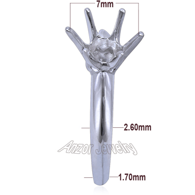 Six-Prong Knife Edge Ring Mounting 14K