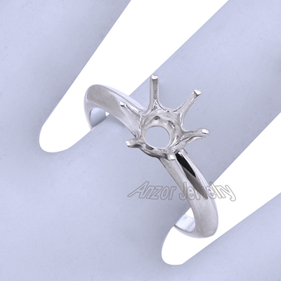 Six-Prong Knife Edge Ring Mounting 14K